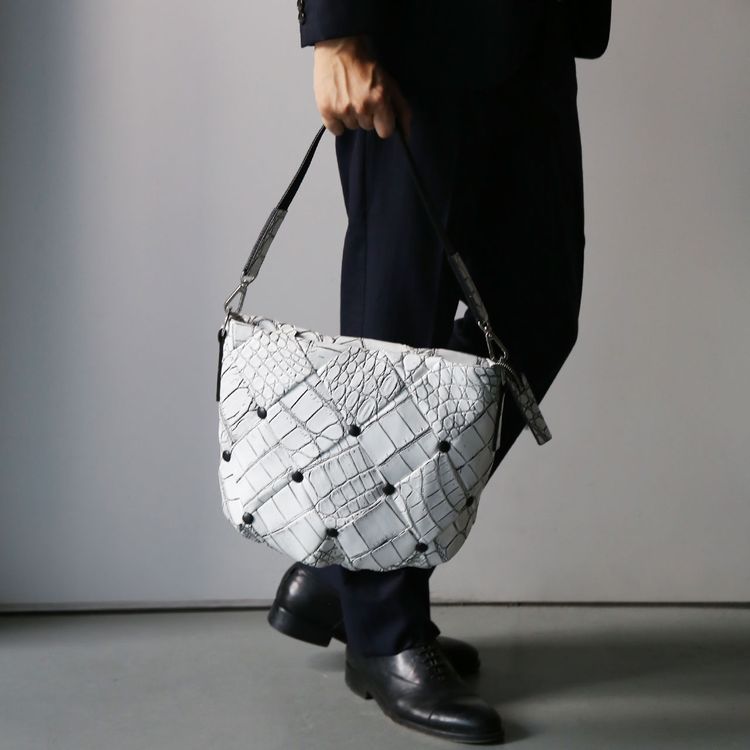 クロコダイル ダイヤ柄 編み込みデザイン 2way ハンドバッグ 日本製 JRA