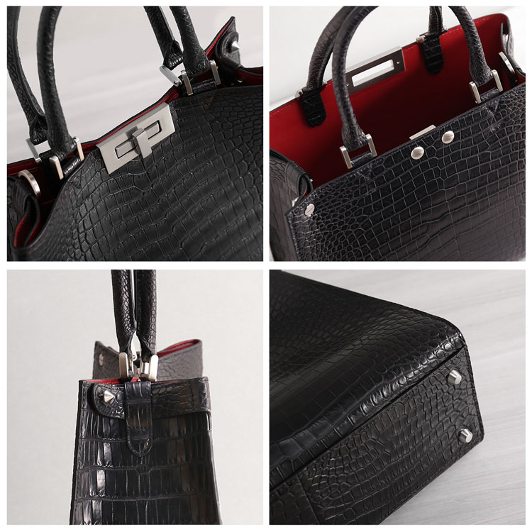 シルバー金具の付いたポロサストートバッグ