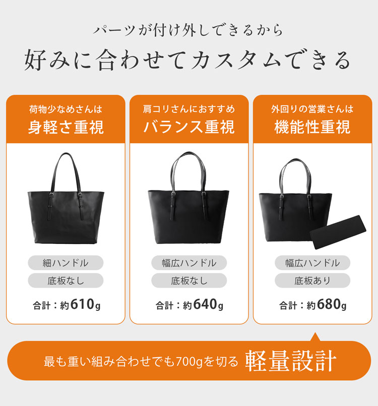好みに合わせて カスタムできる 軽量ビジネスバッグ