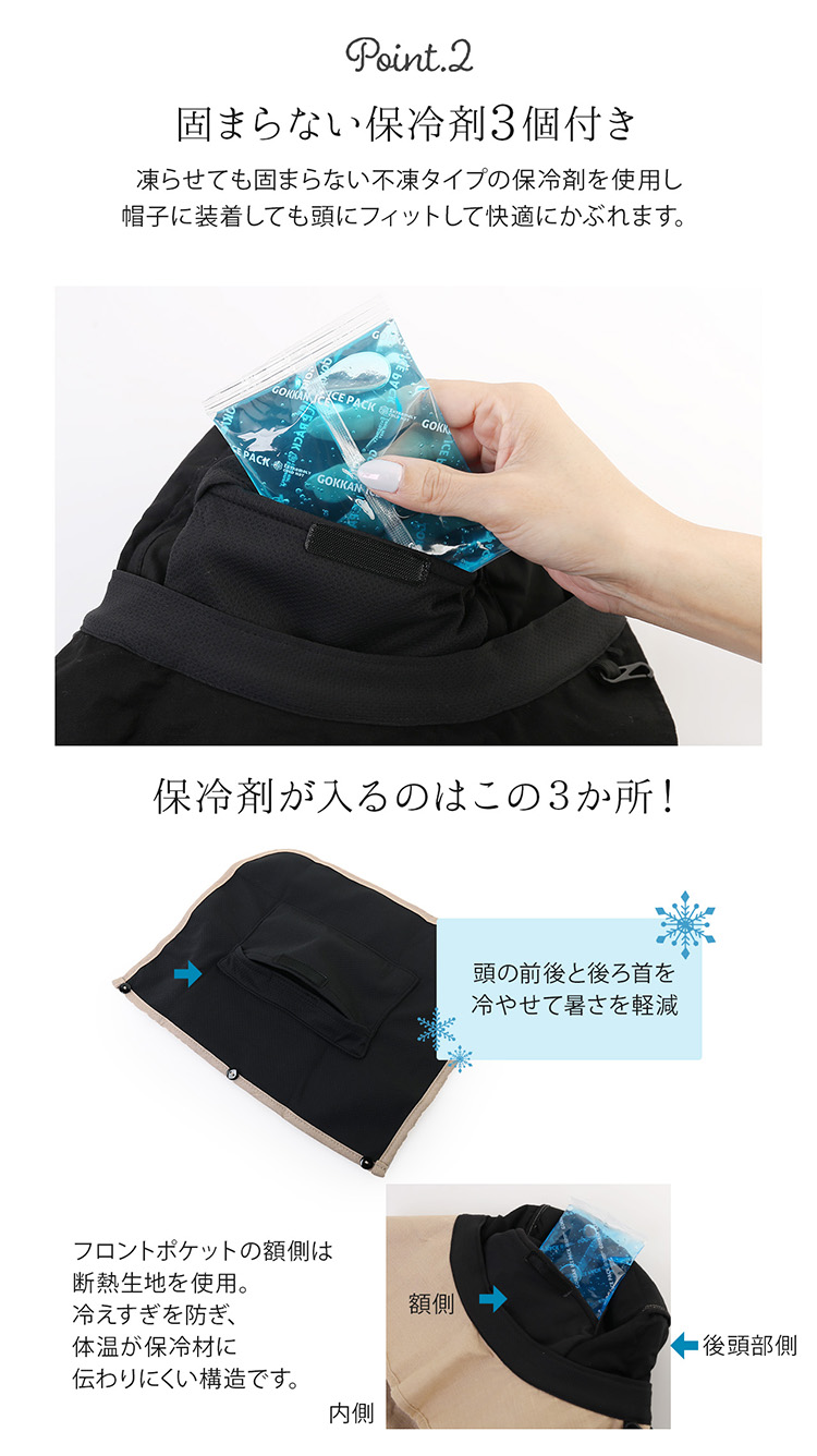 GOKKAN 極寒 保冷帽子 保冷材 付き