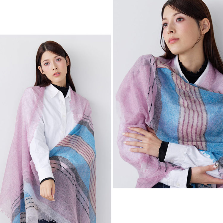 カシミヤ ストール レディース アルバスカシミヤ100％ ピンク (02000347r)