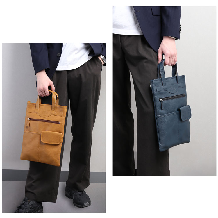 日本製 メンズ 牛革 ショルダーバッグ 手提げ 薄型 2WAY