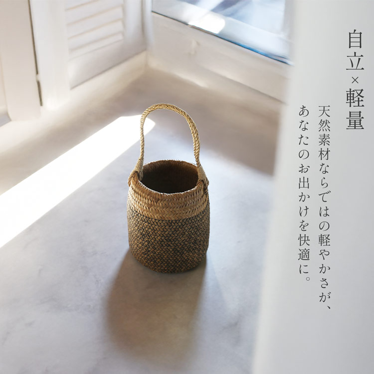 カゴバッグ ワンハンドバッグ かご型 カチュー水草 おでかけ ピクニック
