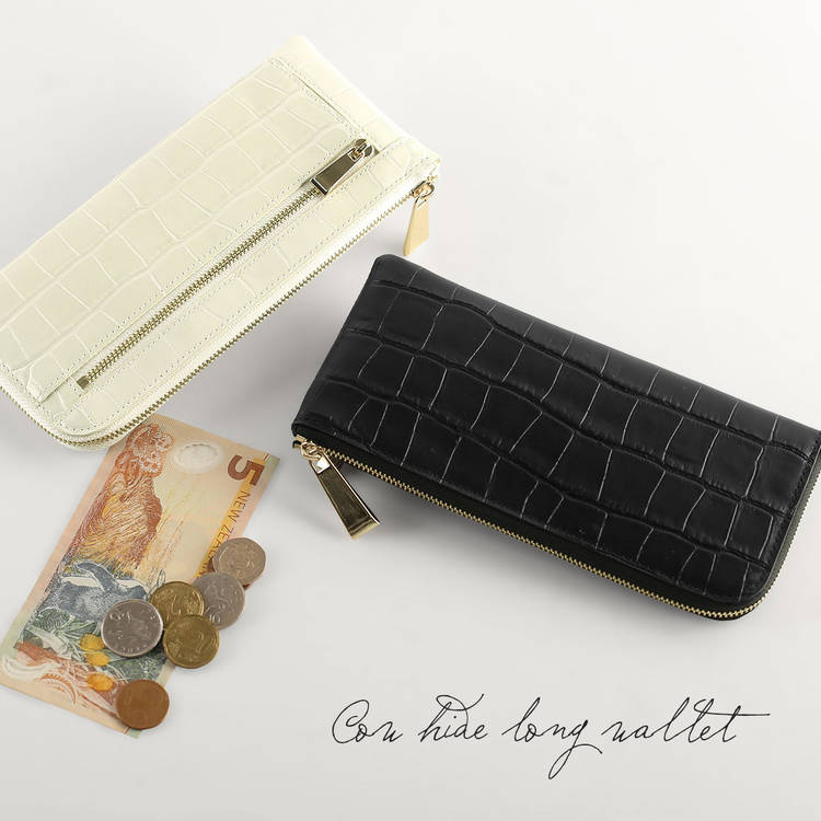 イタリア牛革長財布クロコダイル型押し