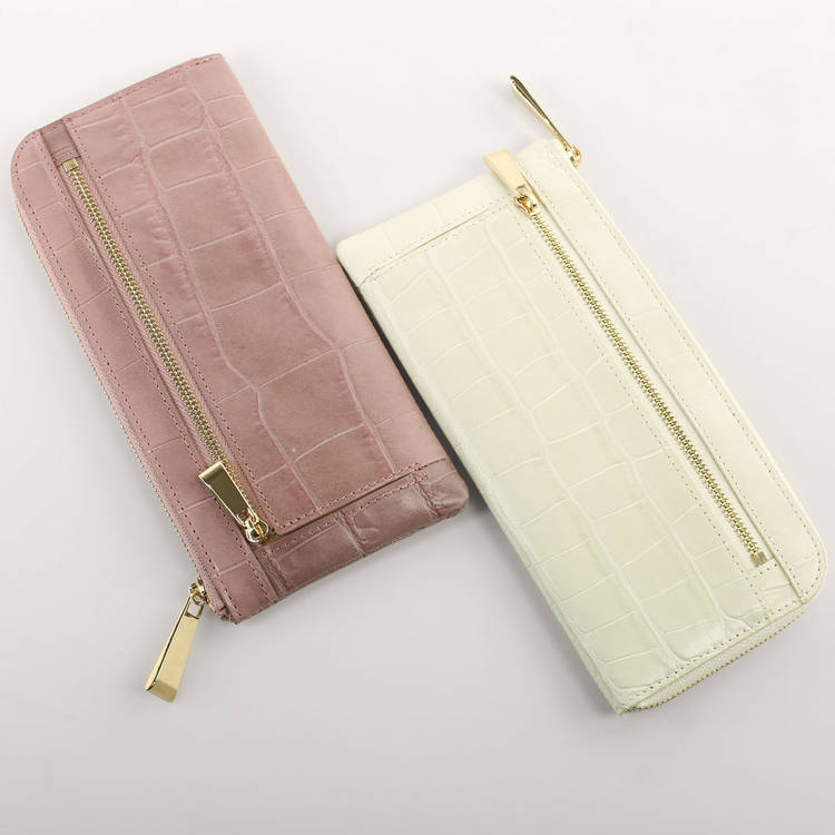 イタリア牛革長財布クロコダイル型押し