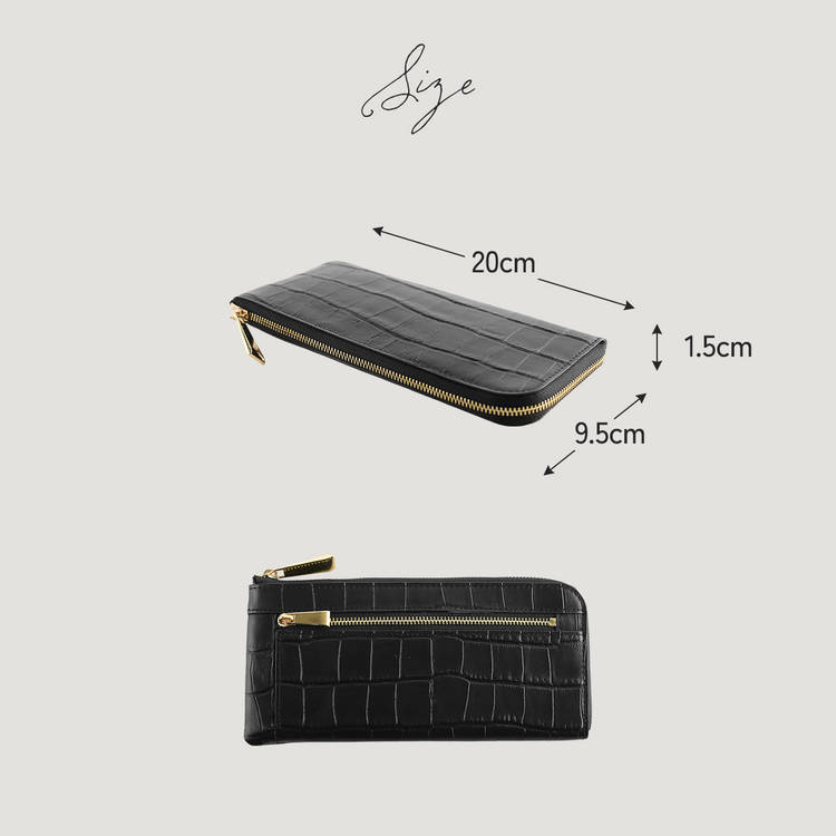 イタリア牛革長財布クロコダイル型押し