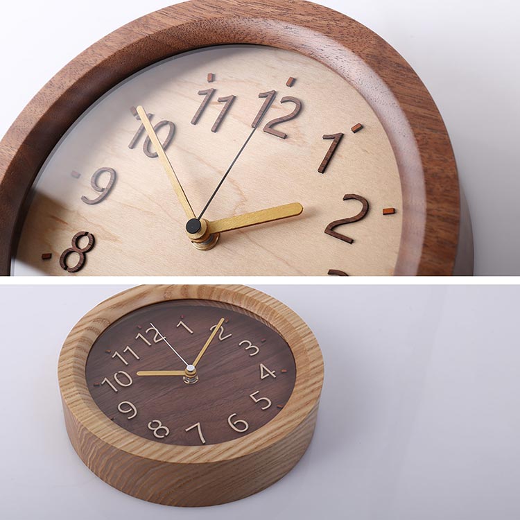 時計 掛け時計 天然木 木製 丸型 直径20cm 丸 円 ウォールナット チェリー タモ (09000759r)