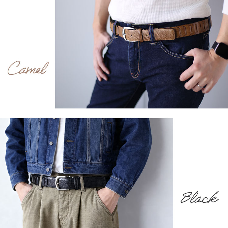 本革 メンズ ベルト メッシュ 鰐革