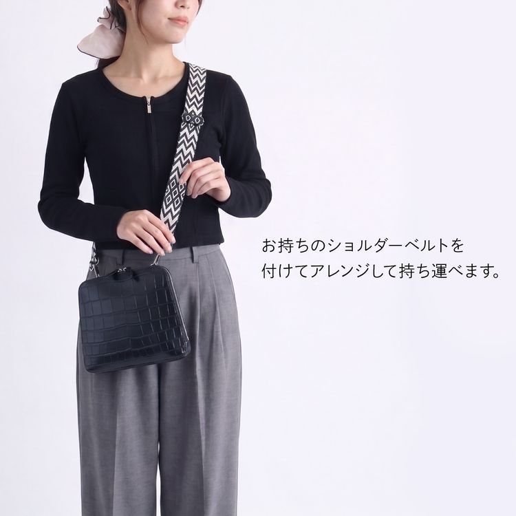クロコダイル 2way ショルダーバッグ レディース 斜めがけ ミニバッグ 本革 マット加工 クラッチバッグ