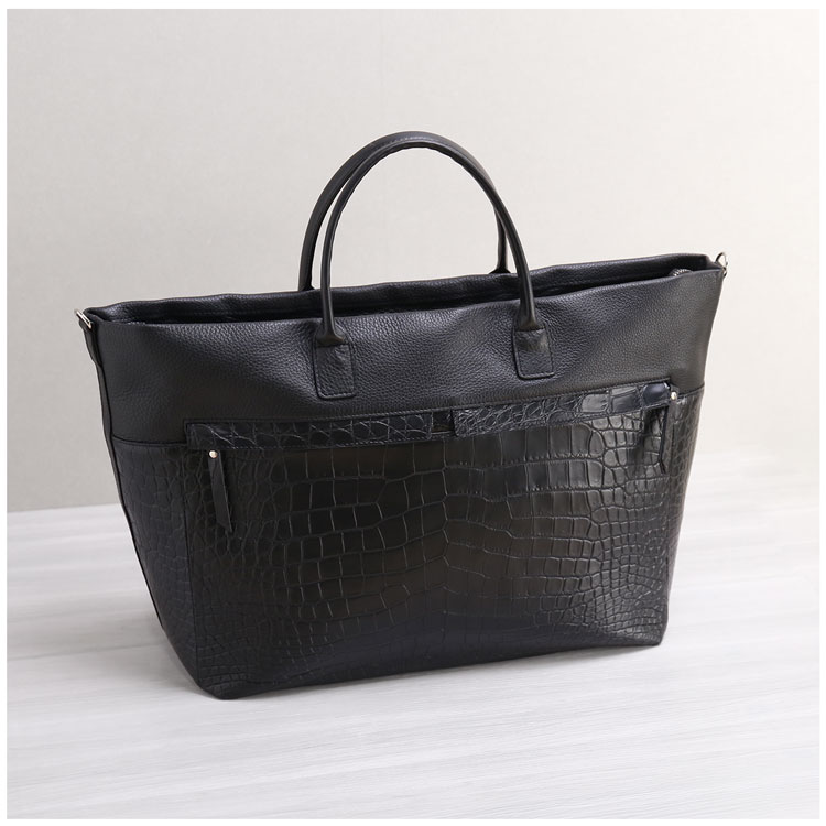 クロコダイル＆牛革メンズトートバッグ HALEINE