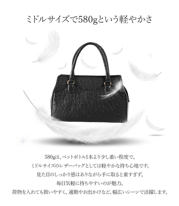 オーストリッチ フルポイント ハンドバッグ