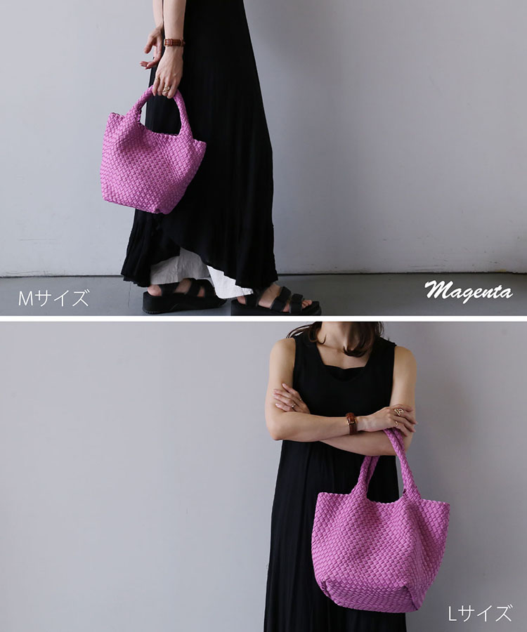 mieno ネオプレン メッシュ 2way トートバッグ マゼンタ
