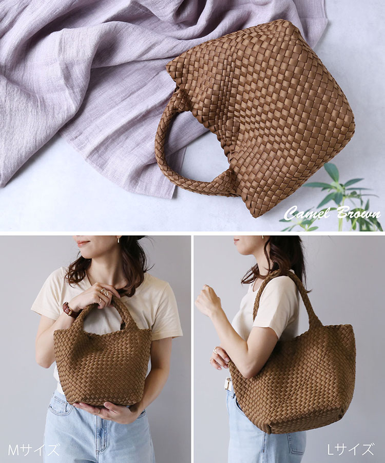 mieno ネオプレン メッシュ 2way トートバッグ キャメルブラウン