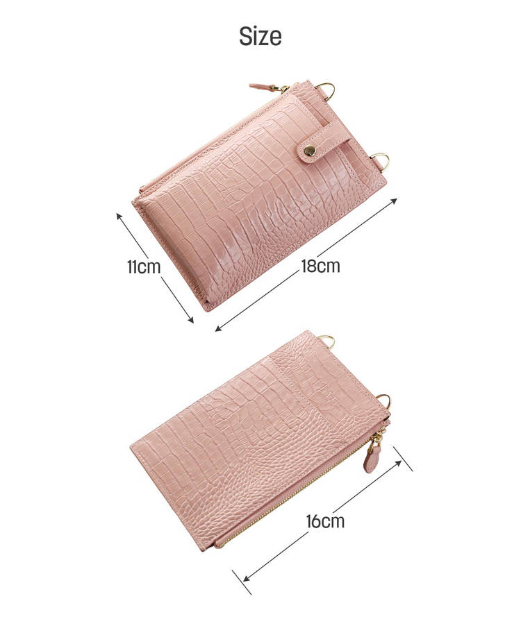 クロコダイル型押し 牛革 スマホショルダー