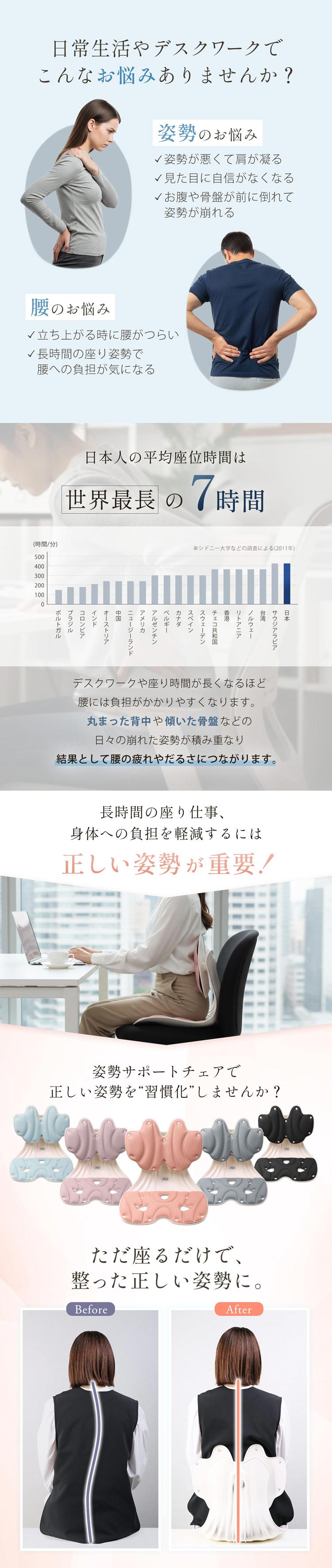 姿勢サポートチェア 骨盤ケア 姿勢矯正