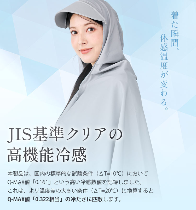 接触冷感 ポンチョ 暑さ対策 熱中症対策 ひんやり ケープ 男女兼用 子ども つば付き