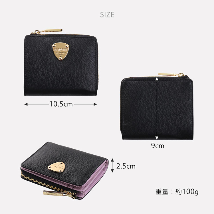 ゴールドファイル 本革 折り財布 L字ファスナー 小銭入れ レディース バイカラー
