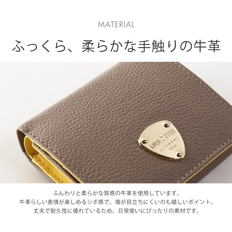 ゴールドファイル 本革 折り財布 BOX型 小銭入れ レディース バイカラー