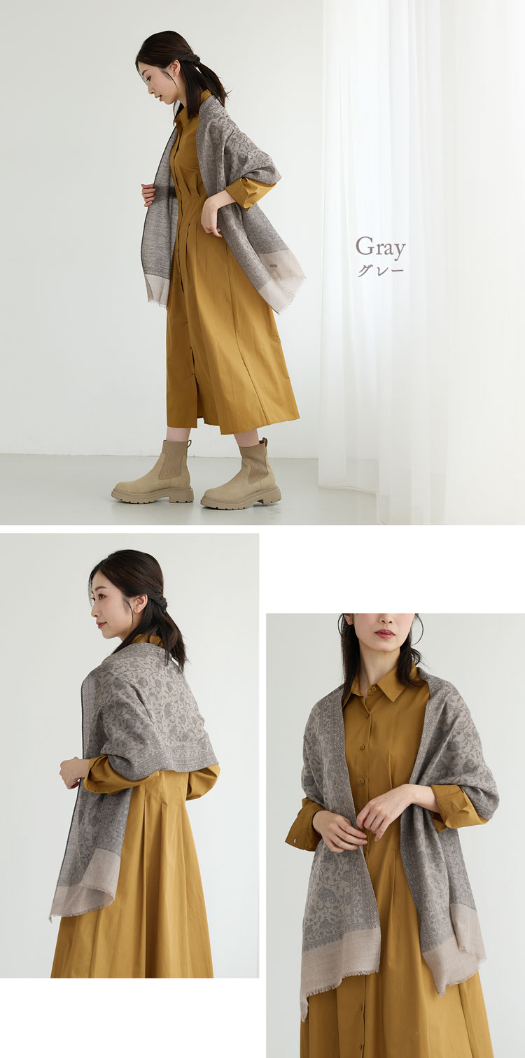 カシミヤ100％ジャガード織りストール