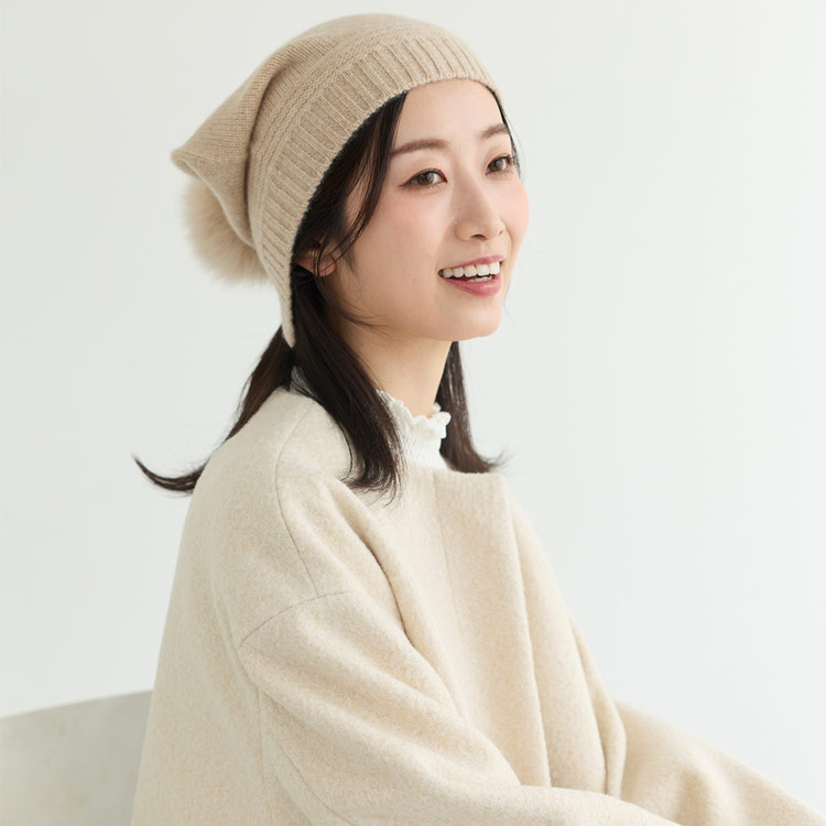 シャギーニット ビーニー ニット帽 帽子 シャギー素材 フェイクファー