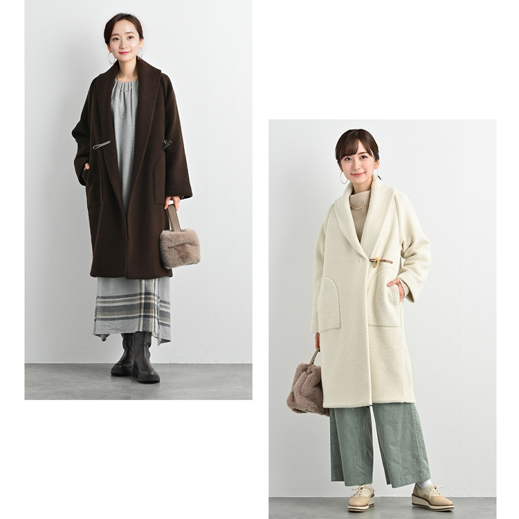 ループパイルカシミヤ混ウールトッパーコート