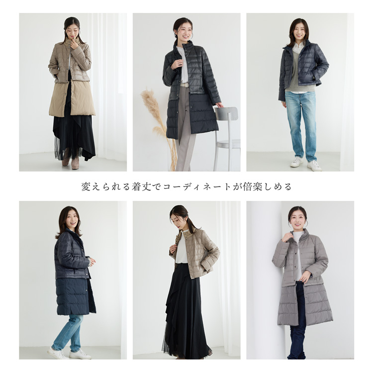 ダウンジャケット ダウンコート 2WAY レディース 本革 羊革 ラムレザー スタンドカラー 