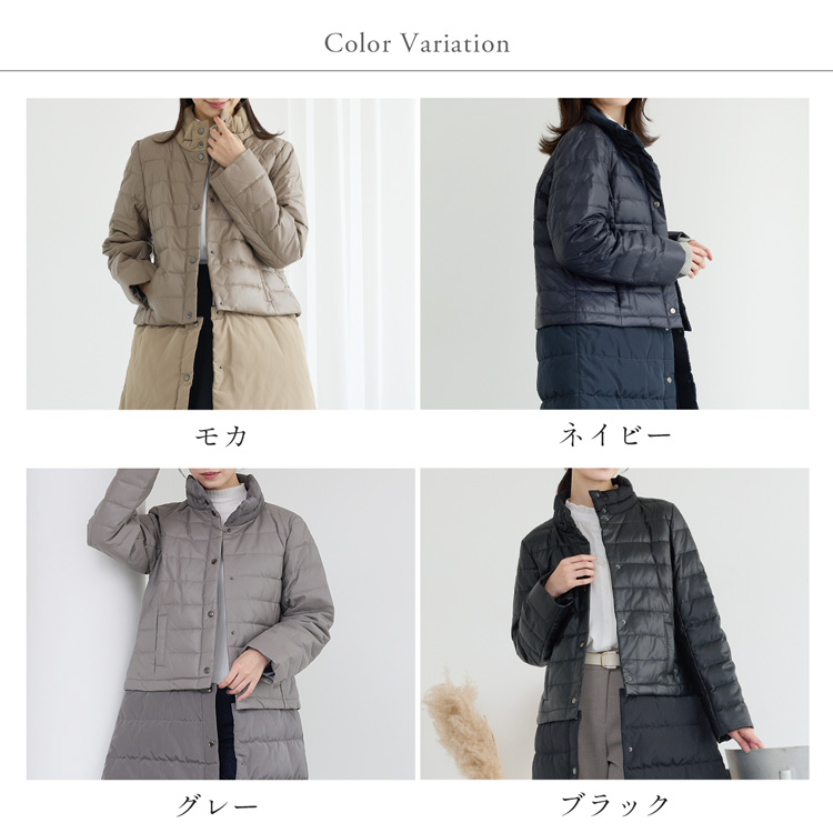 ダウンジャケット ダウンコート 2WAY レディース 本革 羊革 ラムレザー スタンドカラー 