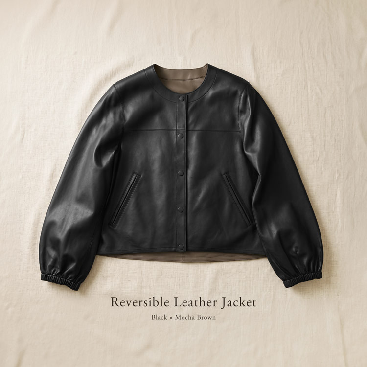 ラム レザー ジャケット リバーシブル レディース ブラック ショート丈