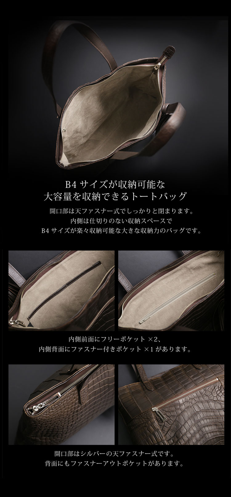 スモールクロコダイルトートバッグ