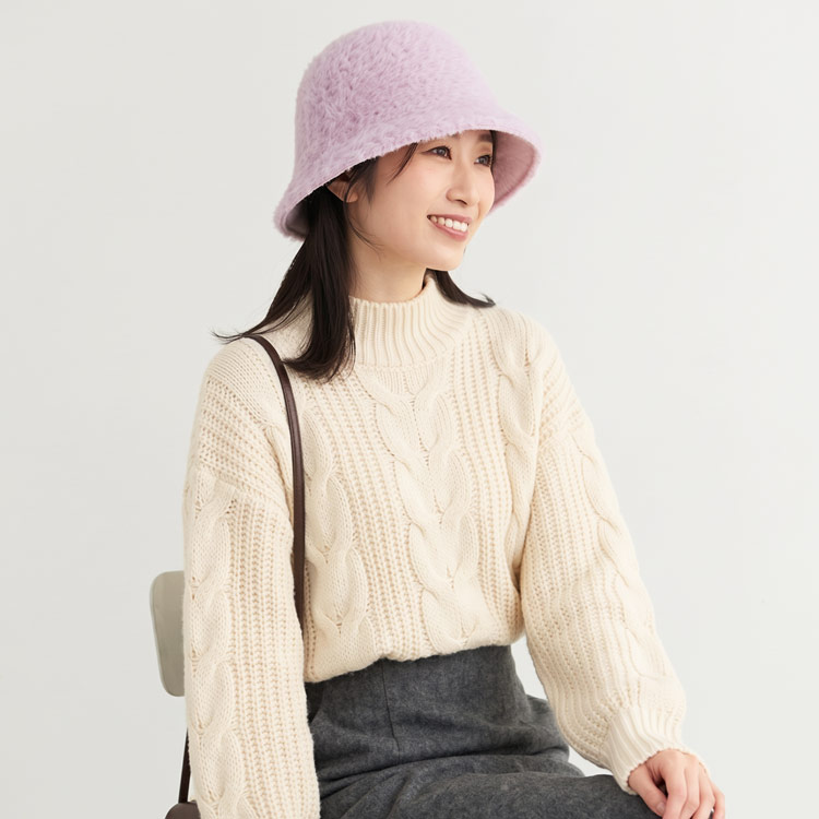 レース クロッシェ 帽子 ファー帽子 ふわふわ クロッシェ帽