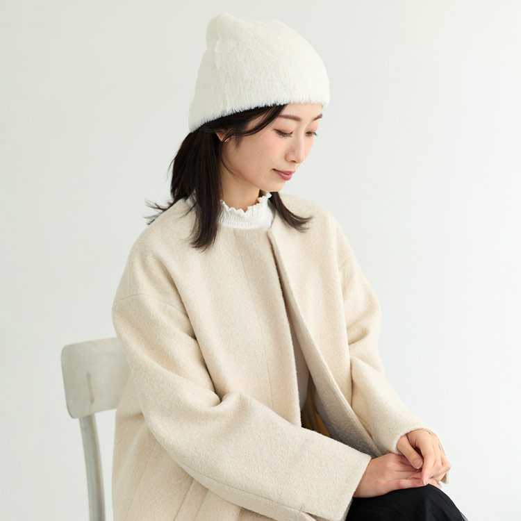 シャギーニット ビーニー ニット帽 帽子 シャギー素材 フェイクファー