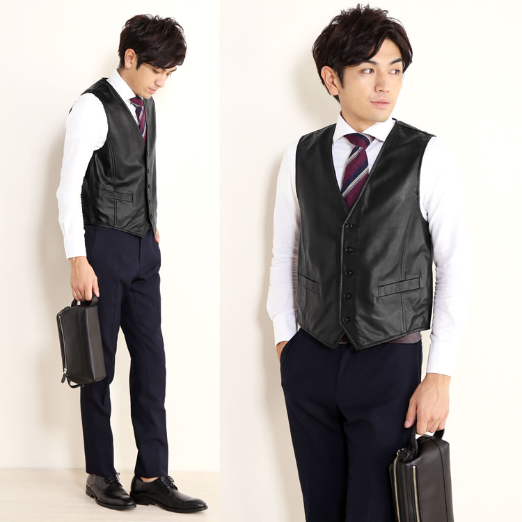 ラムレザー ベスト メンズ 紳士用