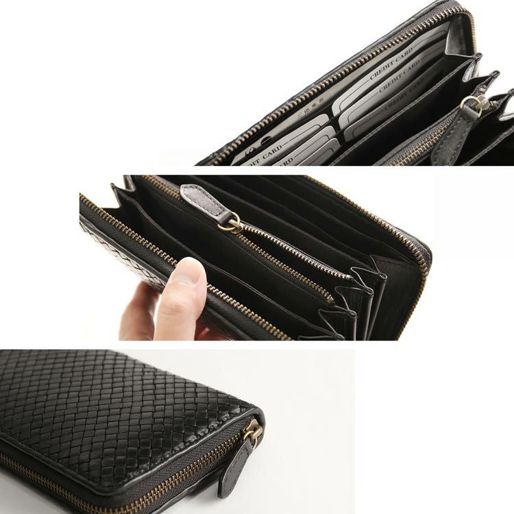 極厚ヌメ革 ラウンドファスナー長財布／ALL BLACK doob London イタリアンレザー ヌメ革 長財布 メンズ 本革 ラウンド