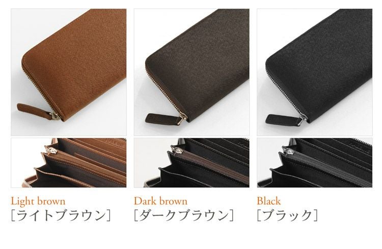 HALEINE フランス レザー ラウンドファスナー 長財布 メンズ 全7色