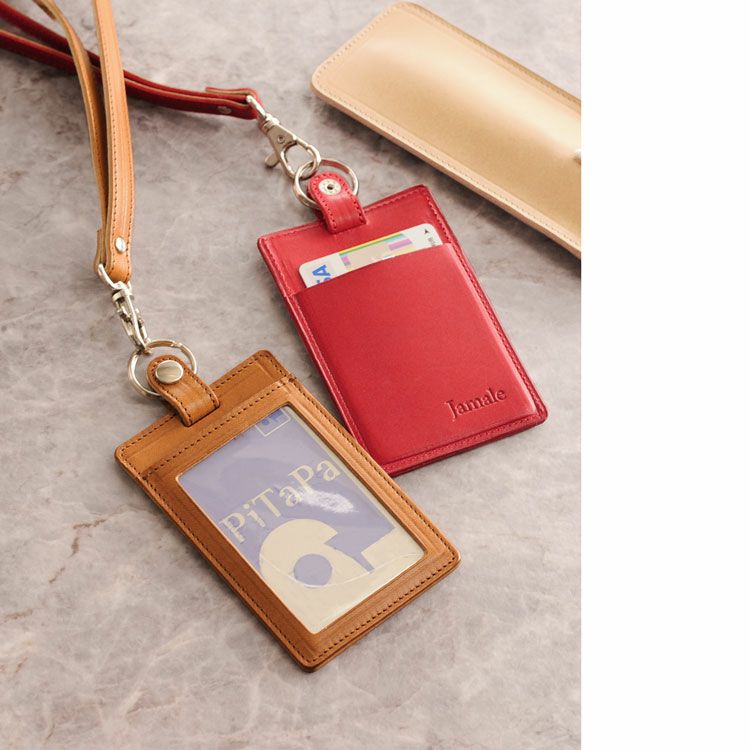 名入れ 別途購入で可能】Jamale 栃木レザー 縦型 IDカードホルダー 4FA