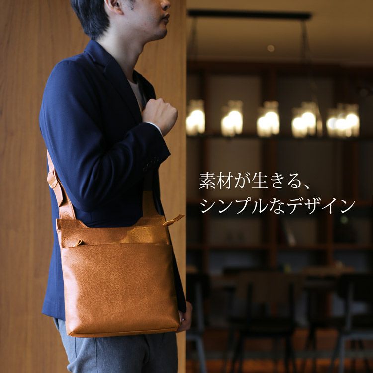 Jamale 日本製 牛革 ショルダー バッグ メンズ 本革 軽量 4FB