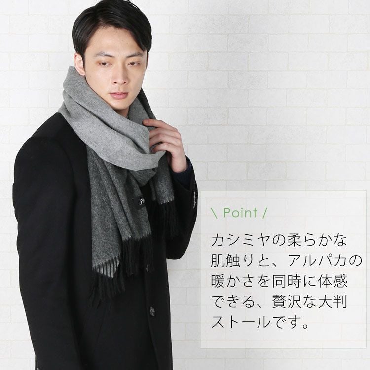 Filomo カシミヤ アルパカ 大判 ストール メンズ バイカラー 抗菌7F