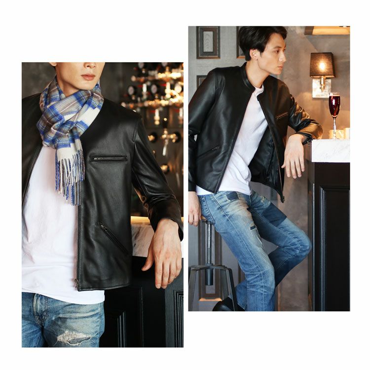 レザージャケット メンズ 本革 ラムレザー 軽量 シングル ライダース