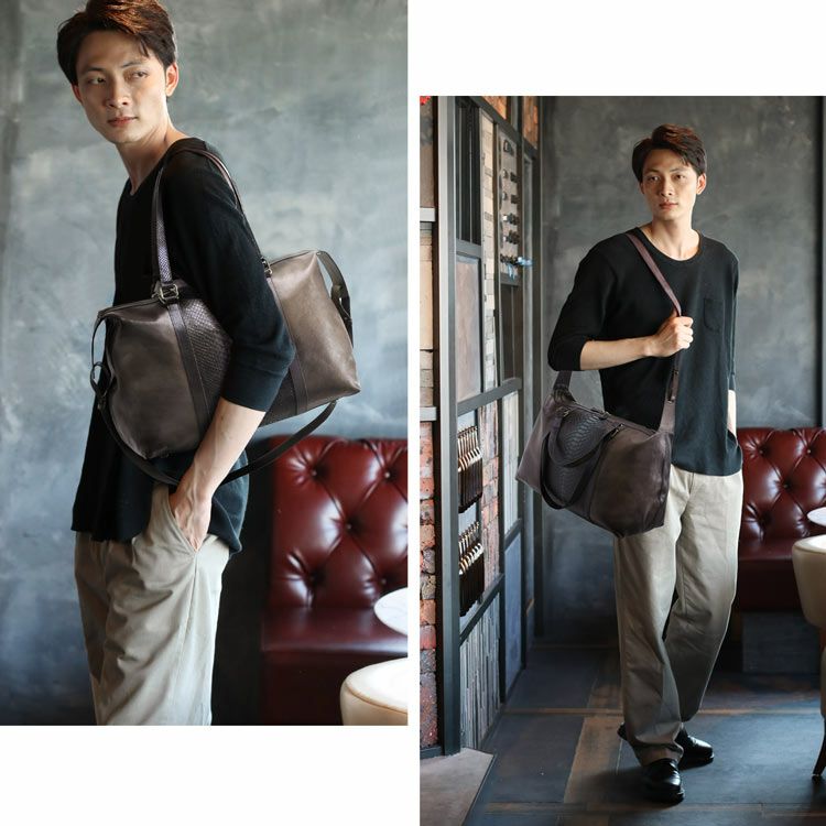 アンティーク染め ダイヤモンドパイソン ボストンバッグ 5F