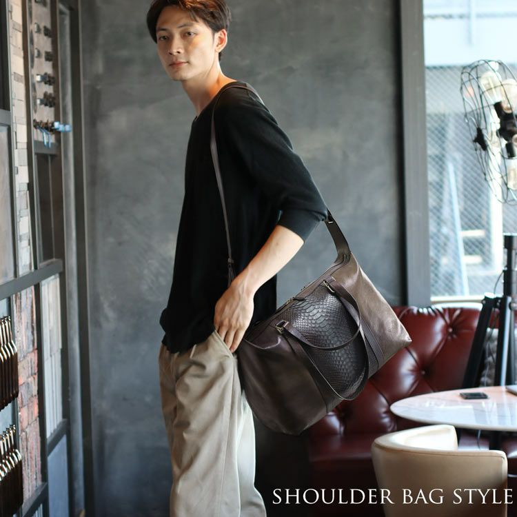 アンティーク染め ダイヤモンドパイソン ボストンバッグ 5F