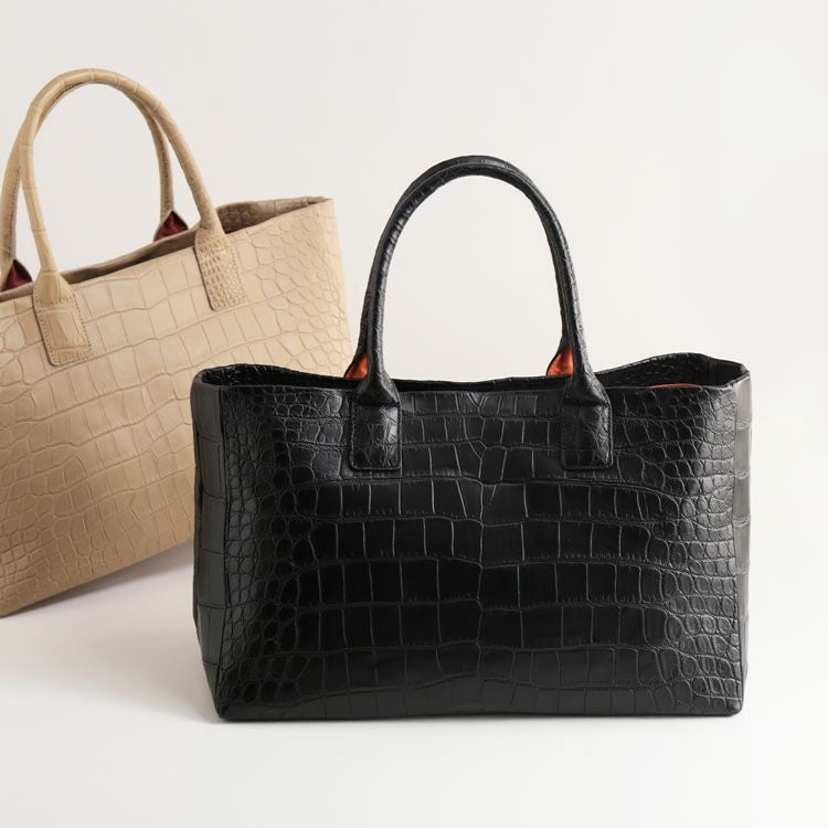 クロコダイル メンズ トートバッグ センター取り マット 加工 大容量