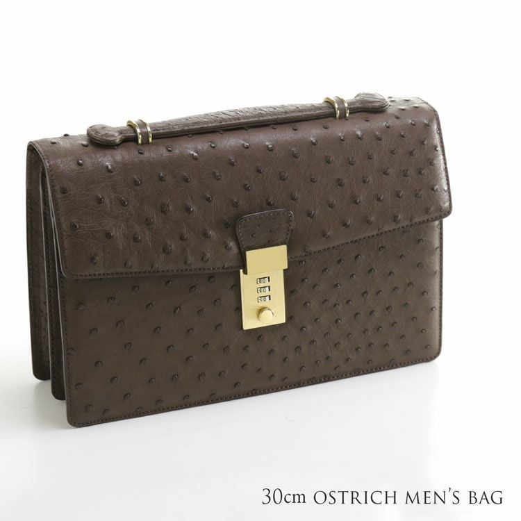 オーストリッチ メンズ セカンドバッグ ダイヤルロック式 日本製 30cm