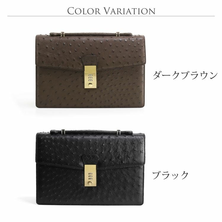 オーストリッチ メンズ セカンドバッグ ダイヤルロック式 日本製 30cm