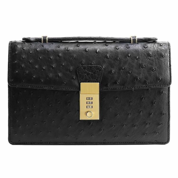 オーストリッチ メンズ セカンドバッグ ダイヤルロック式 日本製 フル