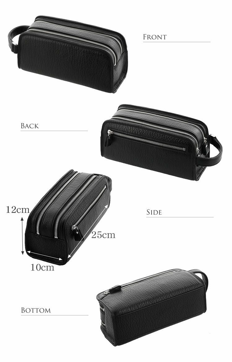日本製 アザラシ革 セカンドバッグ ダブルファスナー メンズ marelli 4FA