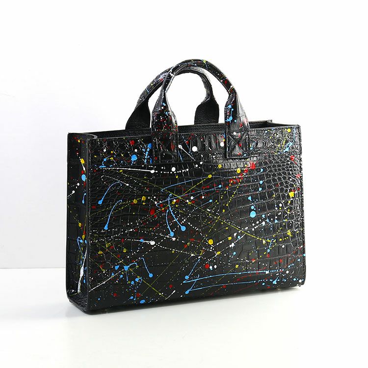 クロコダイル トートバッグ 日本製 シャイニング 目地染め メンズ