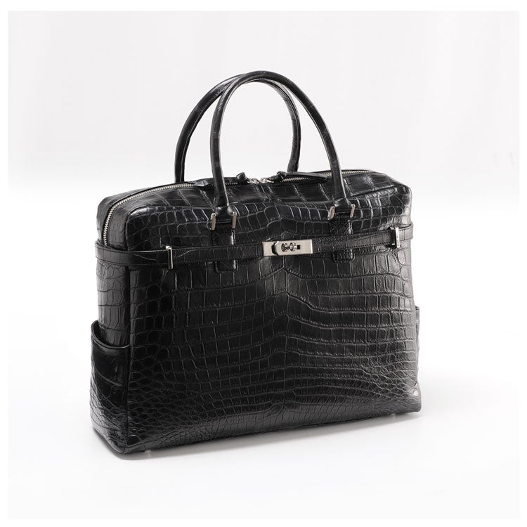クロコダイルブリーフケースマット加工センター取り/メンズMEN'sかばんバック鞄クロコダイルバッグブリーフバッグ通勤バッグ男性用