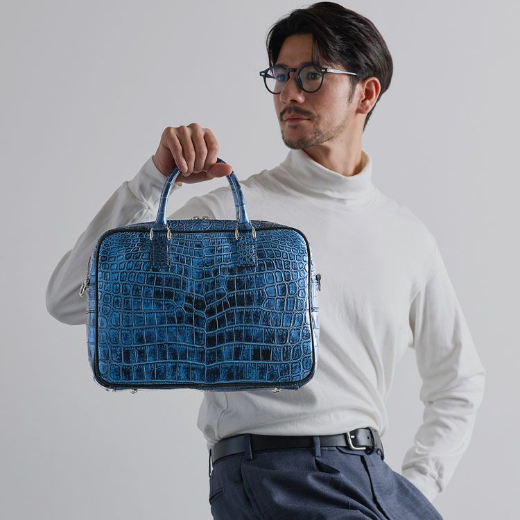 日本製 クロコダイル ブリーフケース 2way 4FA