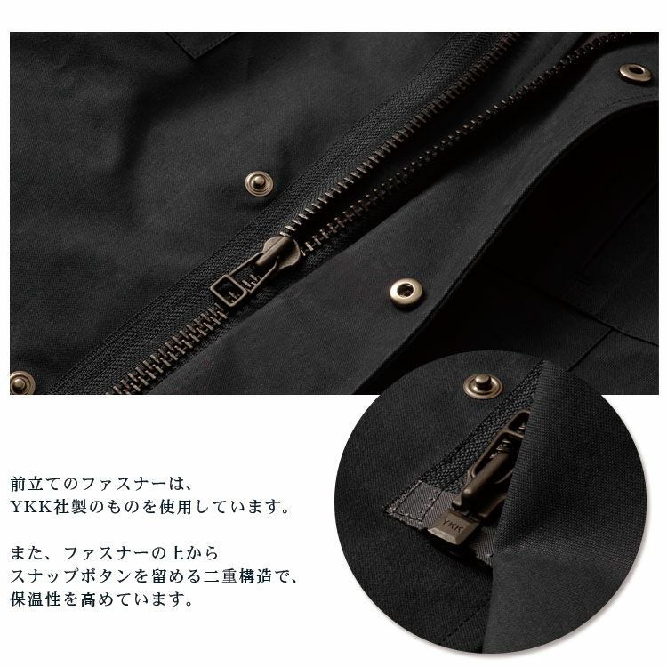 フィールドジャケット スタンドカラー フード付き オイルドクロス風