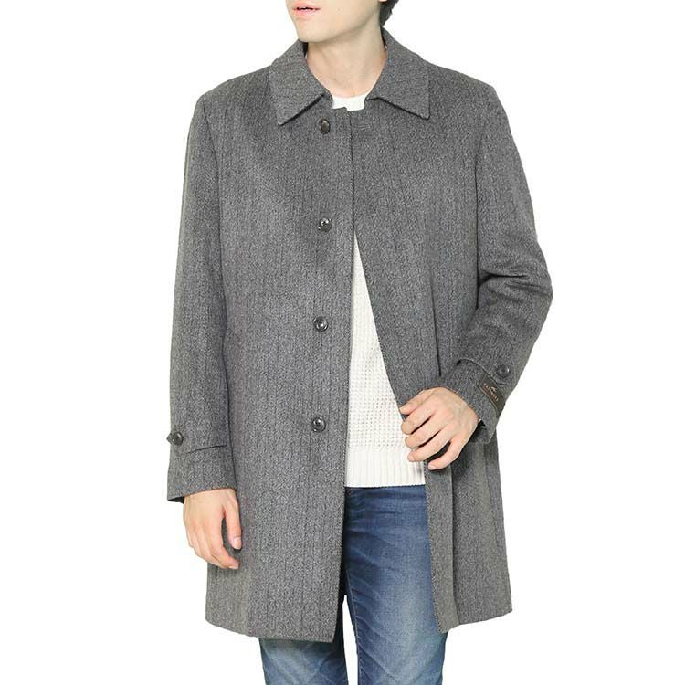 ステンカラーコート メンズ カシミヤ100% HALEINE ダークネイビー
